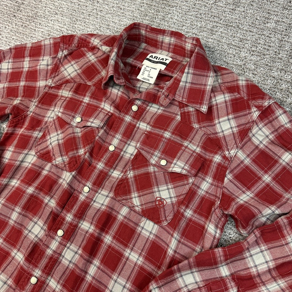 Ariat Mens Holton Retro Fit Red Plaid Snap Front Western Shirt 10046289 S - Picture 2 of 8